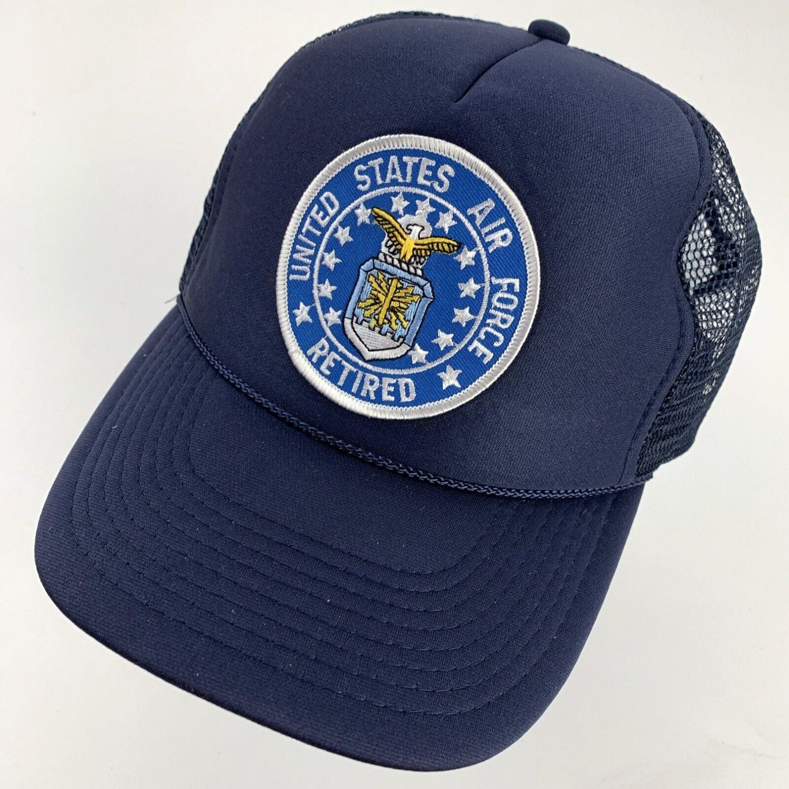 Vintage Unites States Air Force Retired Trucker Ball Cap Hat Snapback ...