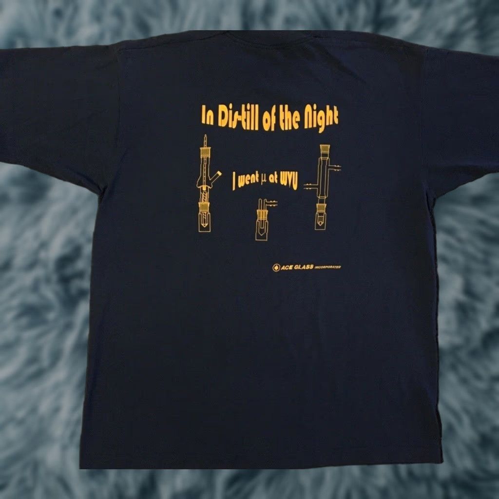 Vtg 90s Microscale Chemistry All Micro All The Time Faded Shirt XL West Virginia University T-Shirt Men Navy Blue Graphic Tee Funny