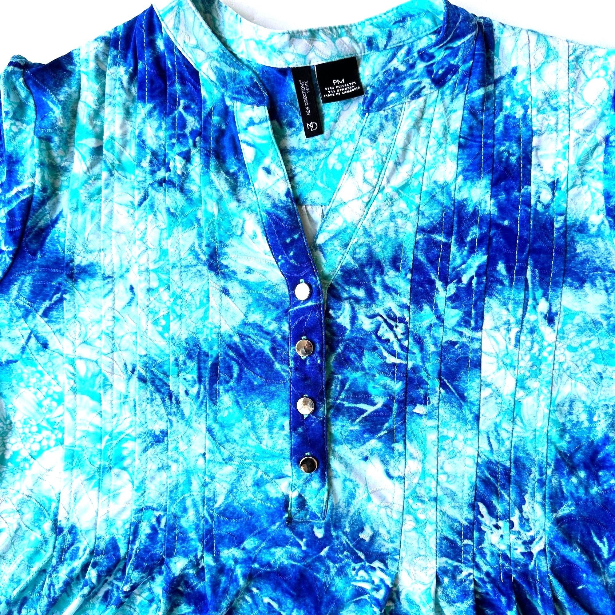 Other New Directions Tunic Top Petite Medium Blue Tie Dye Roll Size M / US 6-8 / IT 42-44 - 3 Thumbnail