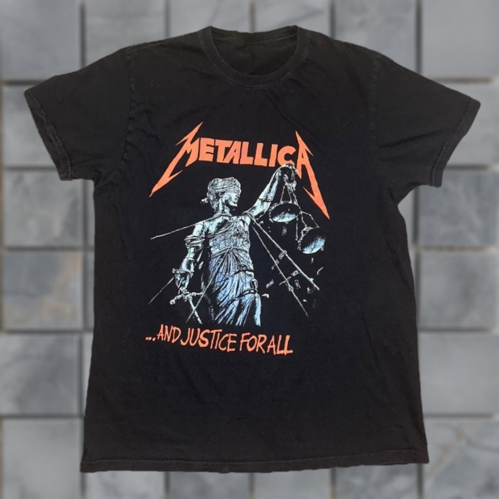 Vintage VINTAGE Metallica …And Justice For All Graphic T-Shirt Black M Mens Medium 19x26 Band Tee Size US M / EU 48-50 / 2 - 1 Thumbnail
