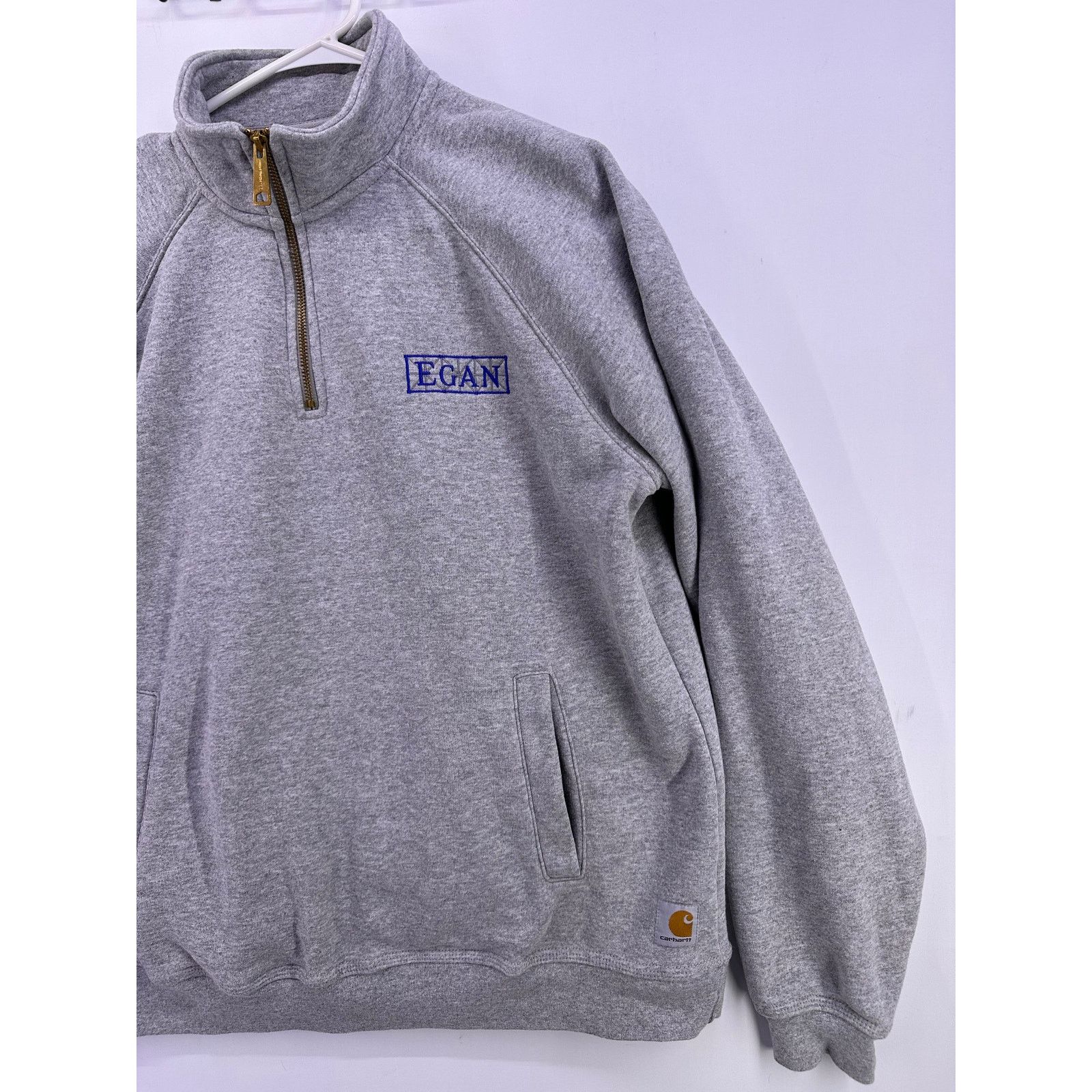 Carhartt Carhartt Gray 1/4 Zipper Thick Crewneck Sweater Size Large Size US L / EU 52-54 / 3 - 4 Thumbnail