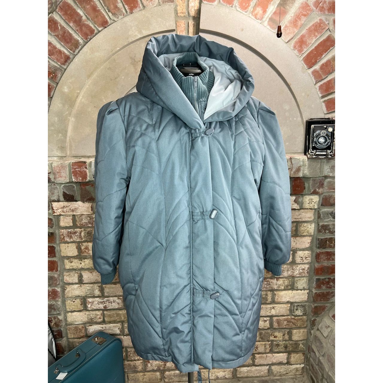 Vintage puffer coat hood gray knit cuffs 1980s Size 3XL / US 20-22 - 6 Thumbnail