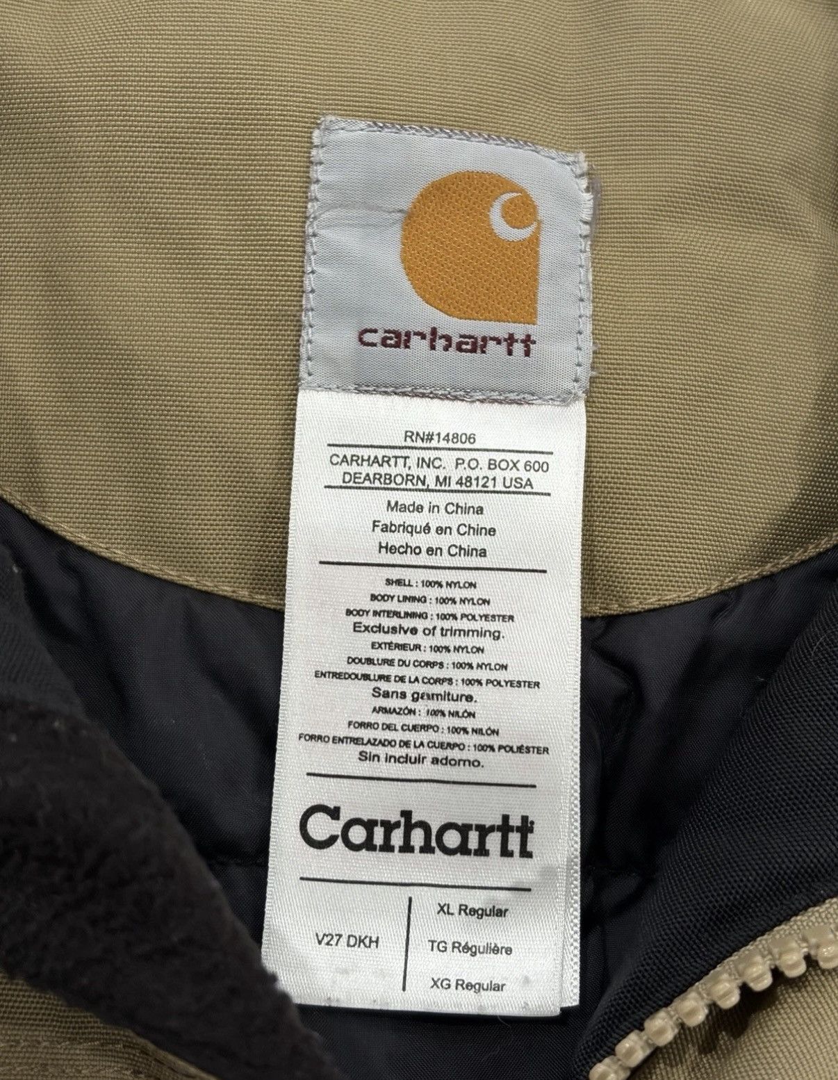 Carhartt Carhartt Quilted Vest XL Khaki Ribbed Collar Full Zip Size US XL / EU 56 / 4 - 2 Thumbnail