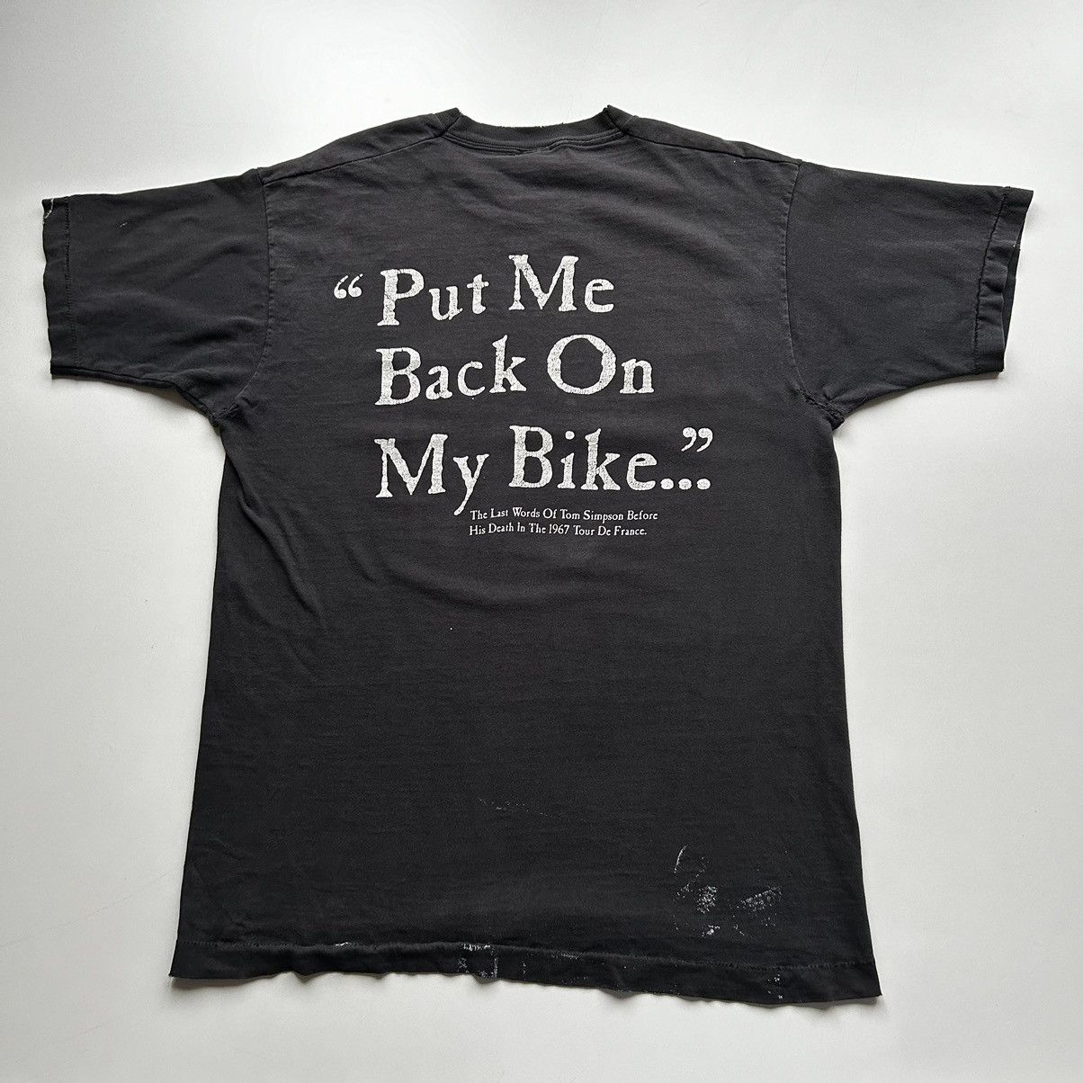 image of Vintage 90's Tour De France Tom Simpson Graphic T Shirt in Black, Men's (Size Large)