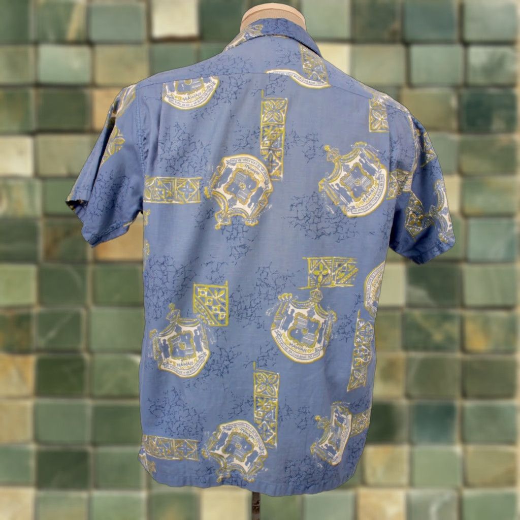 Catalina VINTAGE Men’s VTG 50s 60s Blue Hawaiian State Seal Print Shirt M 1960s Talina Size US M / EU 48-50 / 2 - 1 Thumbnail