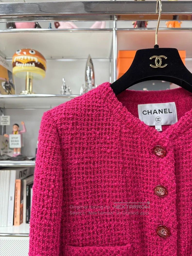 Chanel Chanel 21K rose red tweed short coat Size XS / US 0-2 / IT 36-38 - 2 Thumbnail