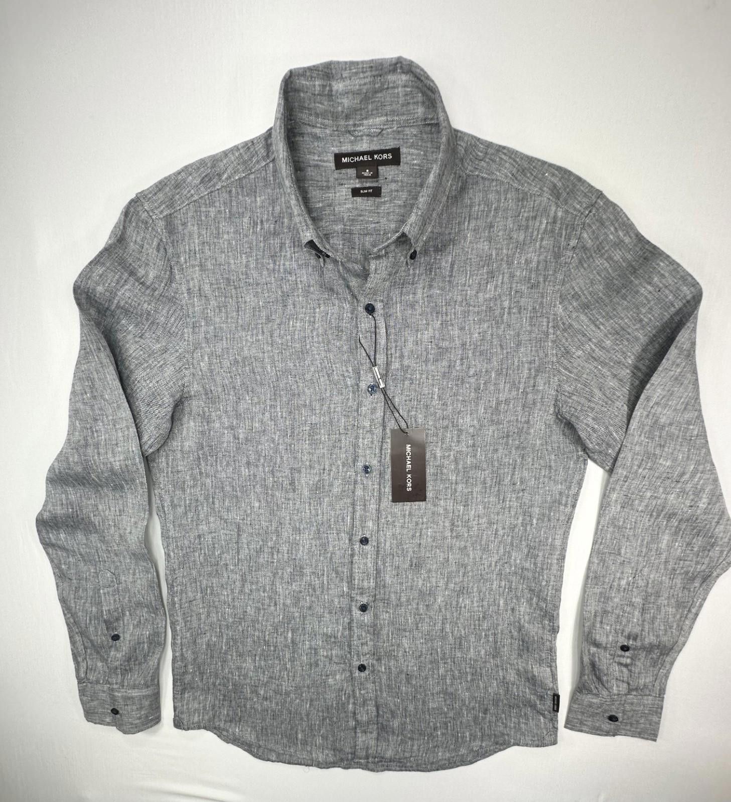 Michael Kors Michael Kors Slim Fit Long Sleeve Button Down Gray Men's S Size US S / EU 44-46 / 1 - 1 Thumbnail