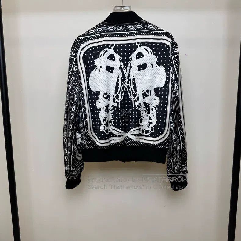 Hermes Hermes Black and White Silk Knit Zipper Jacket Size XS / US 0-2 / IT 36-38 - 2 Thumbnail