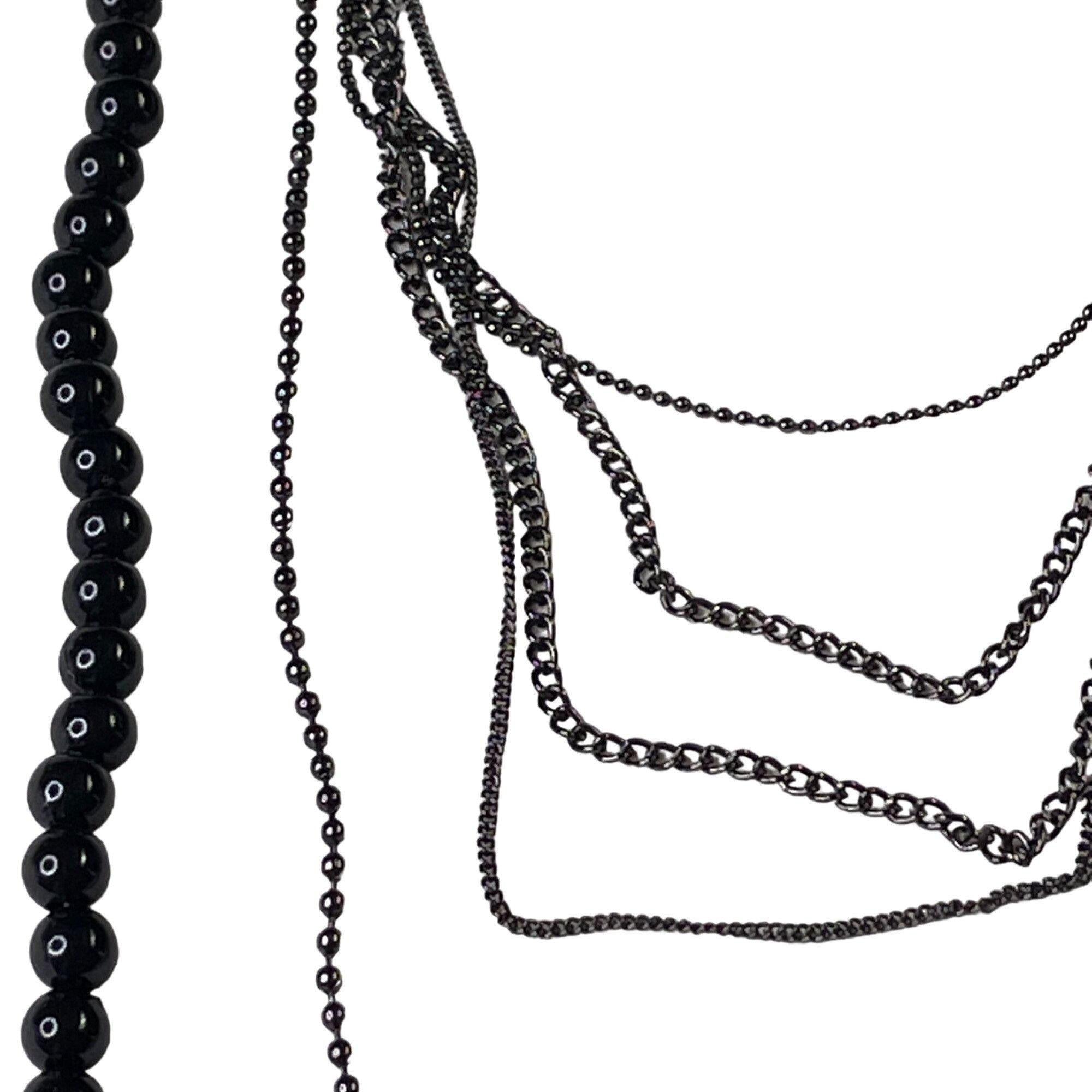Other Multi Strand Beaded Chain Necklace Fashion Jewelry Black u Size ONE SIZE - 2 Thumbnail