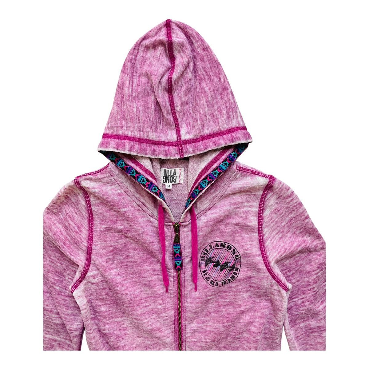 Billabong Vintage Billabong Zip Up Hoodie Pink Acid Wash Light Cotton Size M / US 6-8 / IT 42-44 - 2 Thumbnail