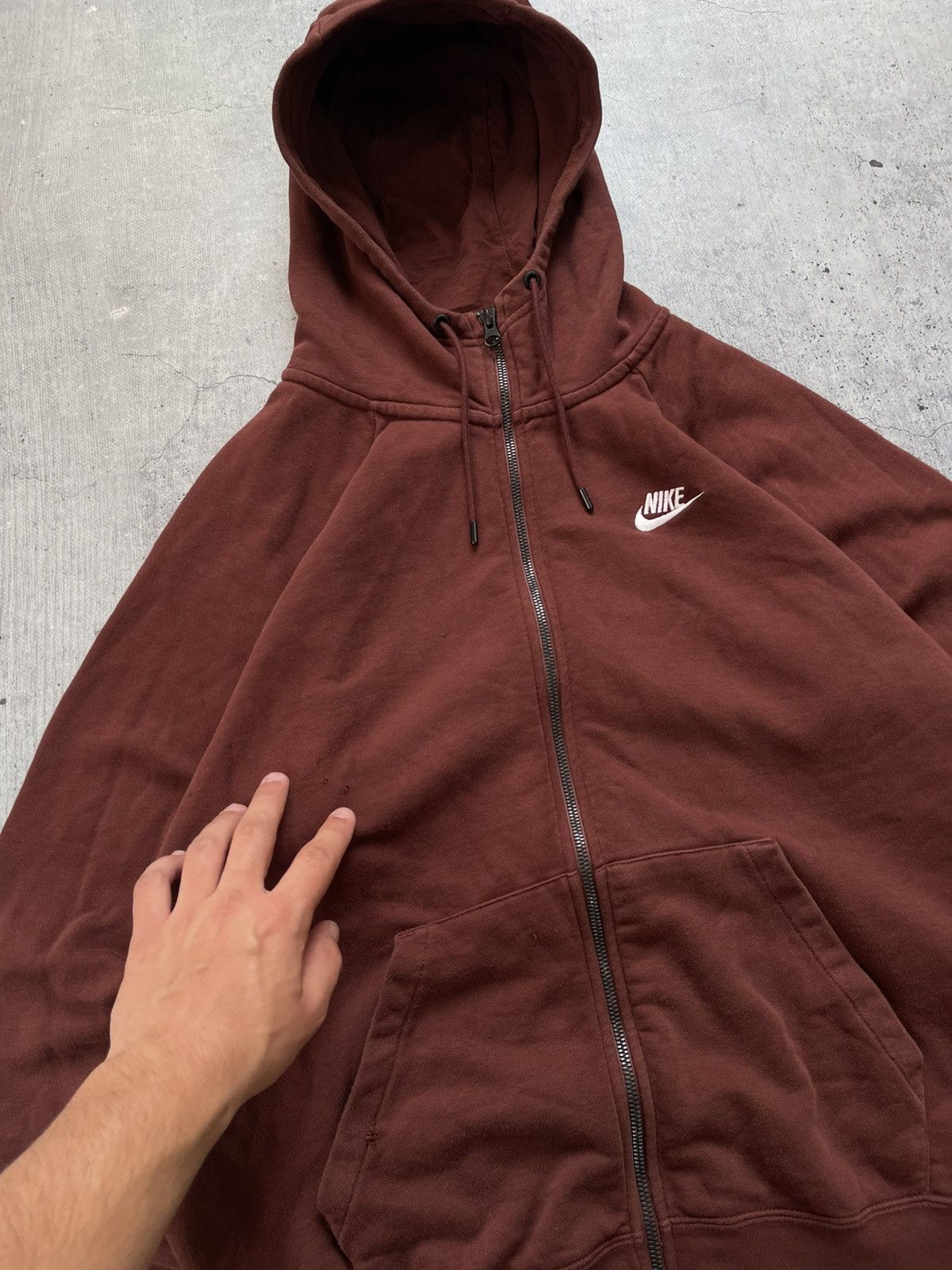 Nike × Vintage Y2K Nike Swoosh Logo Brown Zip Up Distressed Rare Hoodie M Size US M / EU 48-50 / 2 - 8 Thumbnail