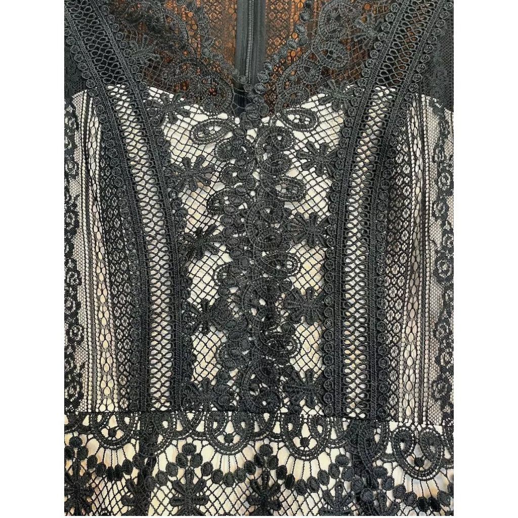 Unknown London Mika Mindel Black Lace Dress Nude Lining Knee Length Sz XL Size XL / US 12-14 / IT 48-50 - 4 Thumbnail