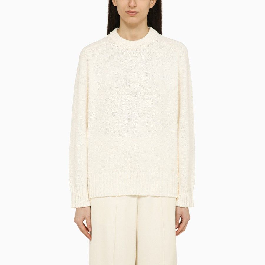 Loulou de Saison o1d2blof0824 Cotton-Blend Crew-Neck Sweater in Ivory Size L / US 10 / IT 46 - 1 Thumbnail