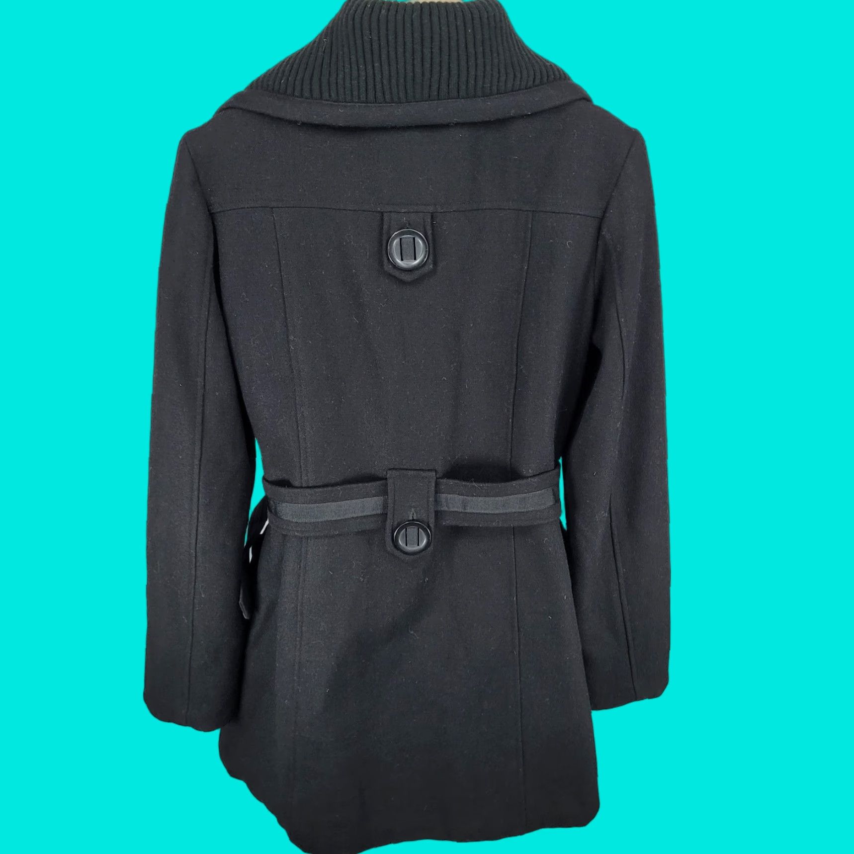 Vintage VINTAGE ORSAY Black Wool Blend Full Zip Buttoned Belted Knit Collared Coat Women's Size 38 US 6 Size XS / US 0-2 / IT 36-38 - 1 Thumbnail