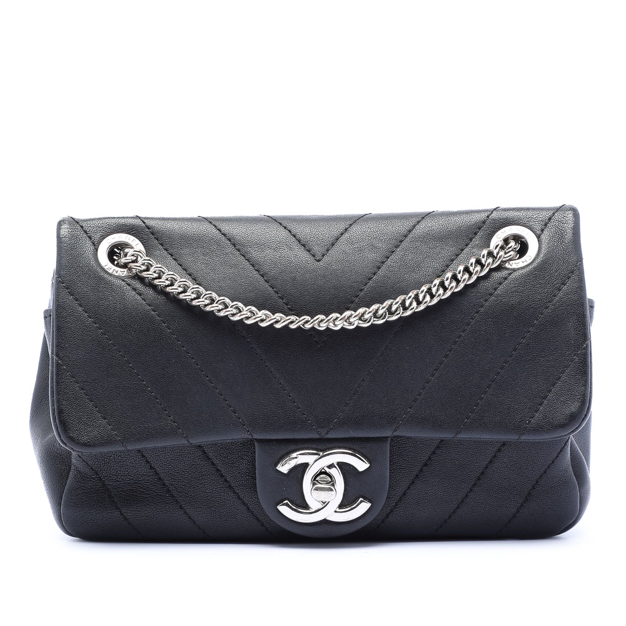Mini CC Chevron Calfskin Single Flap