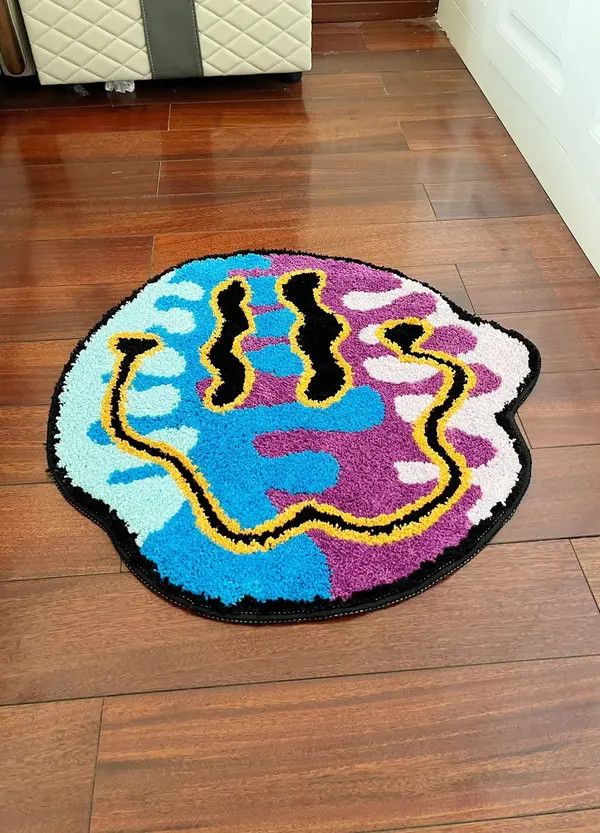 VIBE 3D Handmade Magic Trippy Smiling Face Soft Rugs Size ONE SIZE - 1 Thumbnail