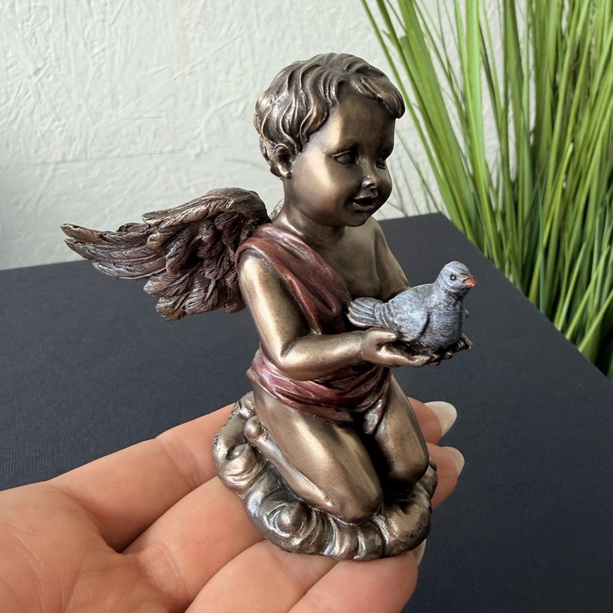 Other Cupid Angel with Dove Statue Bronze Finish Figurine Size ONE SIZE - 1 Thumbnail
