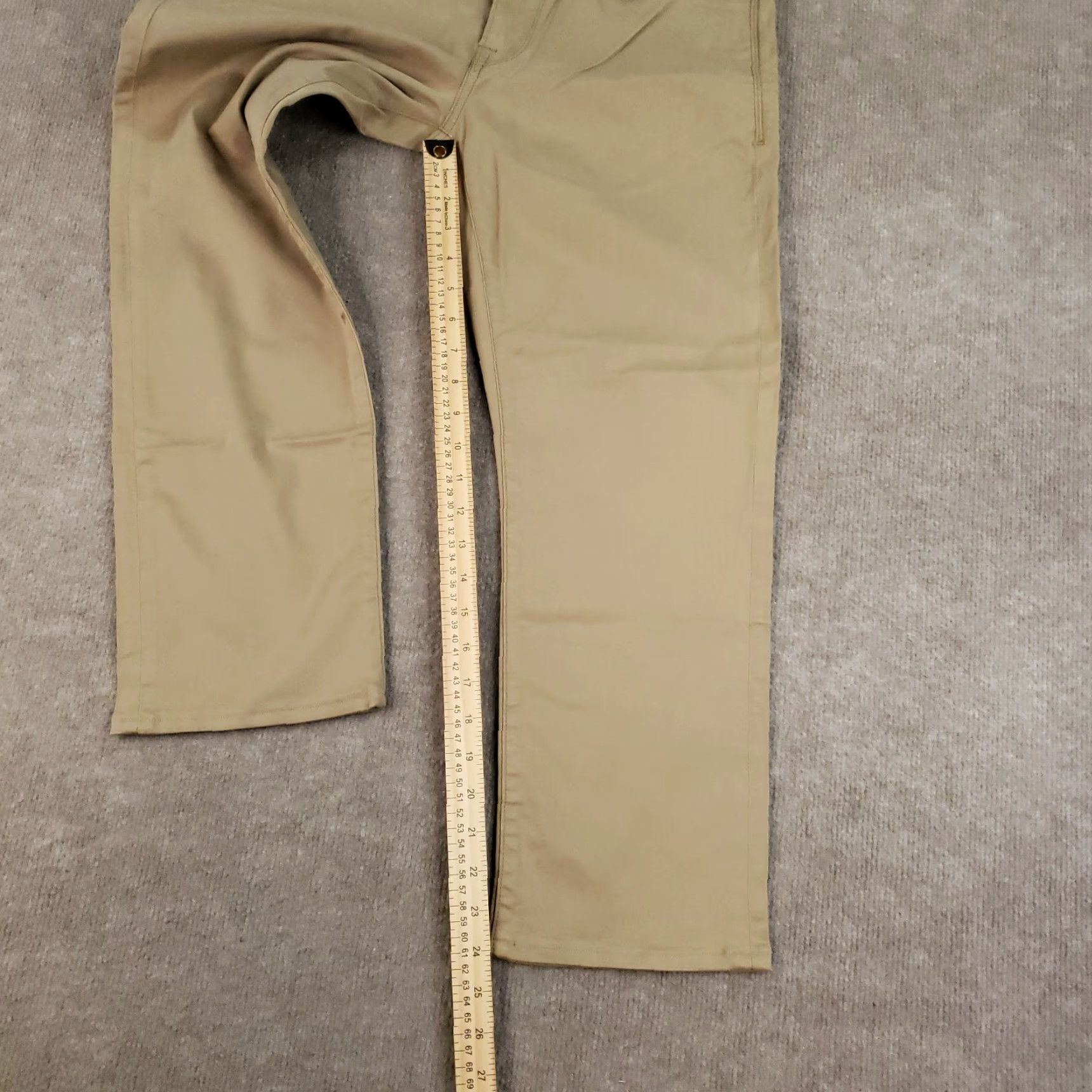 Vintage 34 Heritage Mens Pants 31x24 Brown Chino Flat Front Comfort Classic Regular Zip Straight Size US 31 - 2 Thumbnail