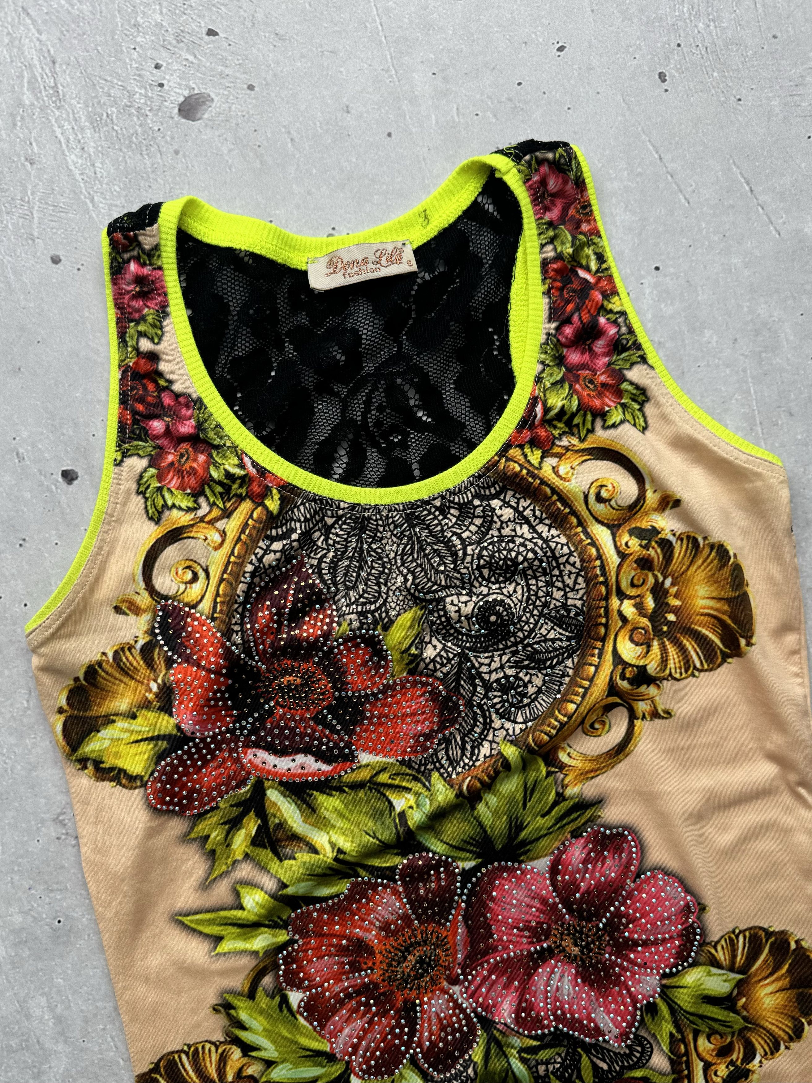 Vintage Vintage Printed Mesh Tank Top Size S / US 4 / IT 40 - 2 Thumbnail