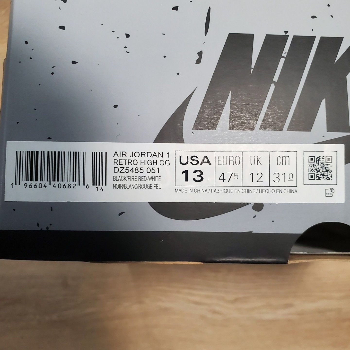 Jordan Brand × Nike Air Jordan 1 Retro OG High Washed Black Pre Owned VNDS Size US 13 / EU 46 - 9 Thumbnail