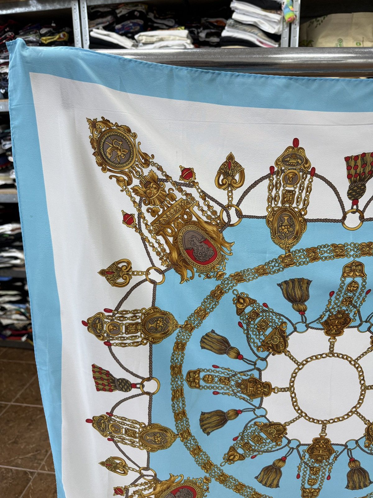 Hermes 🇫🇷 Vintage 90s Hermes Paris Baroque Chain Silk Scarf Luxury Size ONE SIZE - 4 Thumbnail
