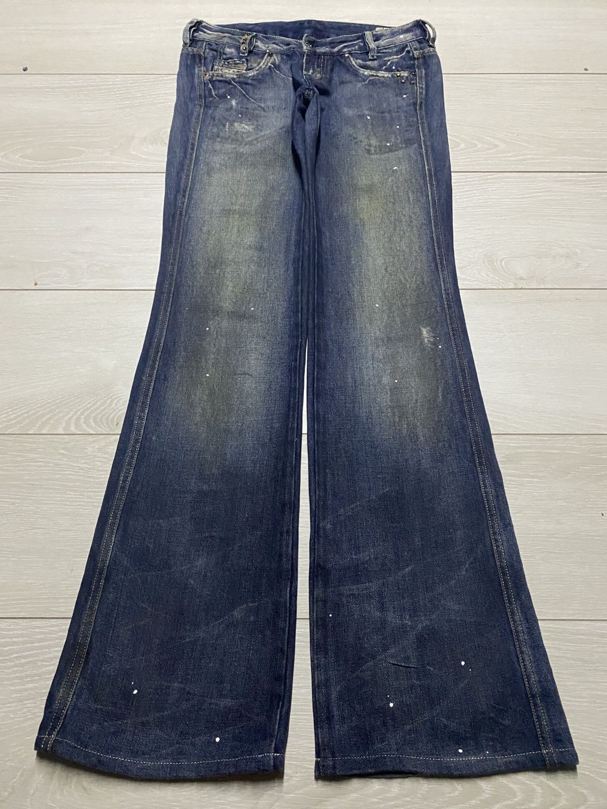 Diesel Woman Diesel Ryoth Rhinestone Paint Splatter Baggy Jeans | Grailed