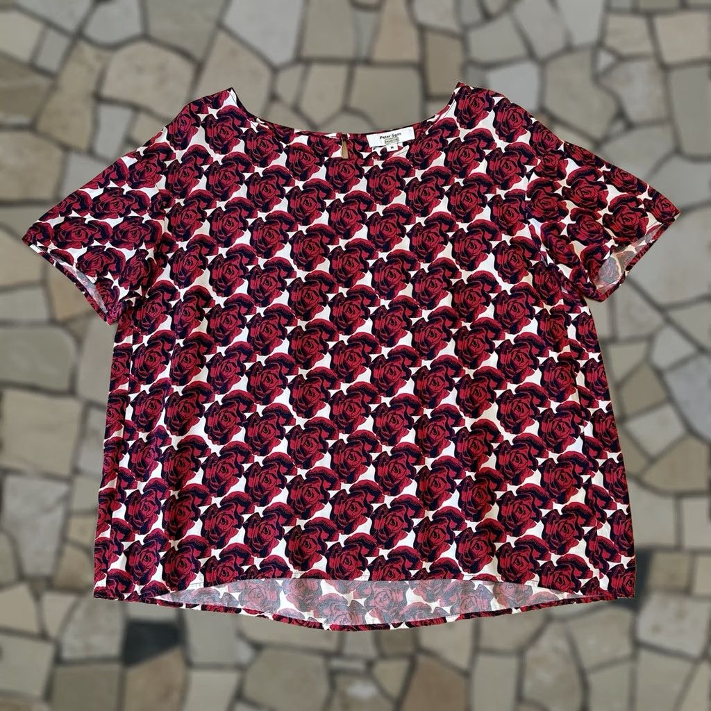 Vintage Peter Som x RTR Floral Pop Art Blouse Short Sleeve Womens Medium Red Size M / US 6-8 / IT 42-44 - 1 Thumbnail