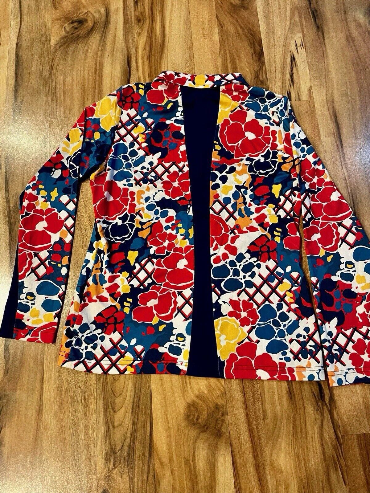 Designer GG Floral Tropic Athletic Golf Shirt Red Blue Yellow Sz S A1 Size 28" / US 6 / IT 42 - 1 Thumbnail