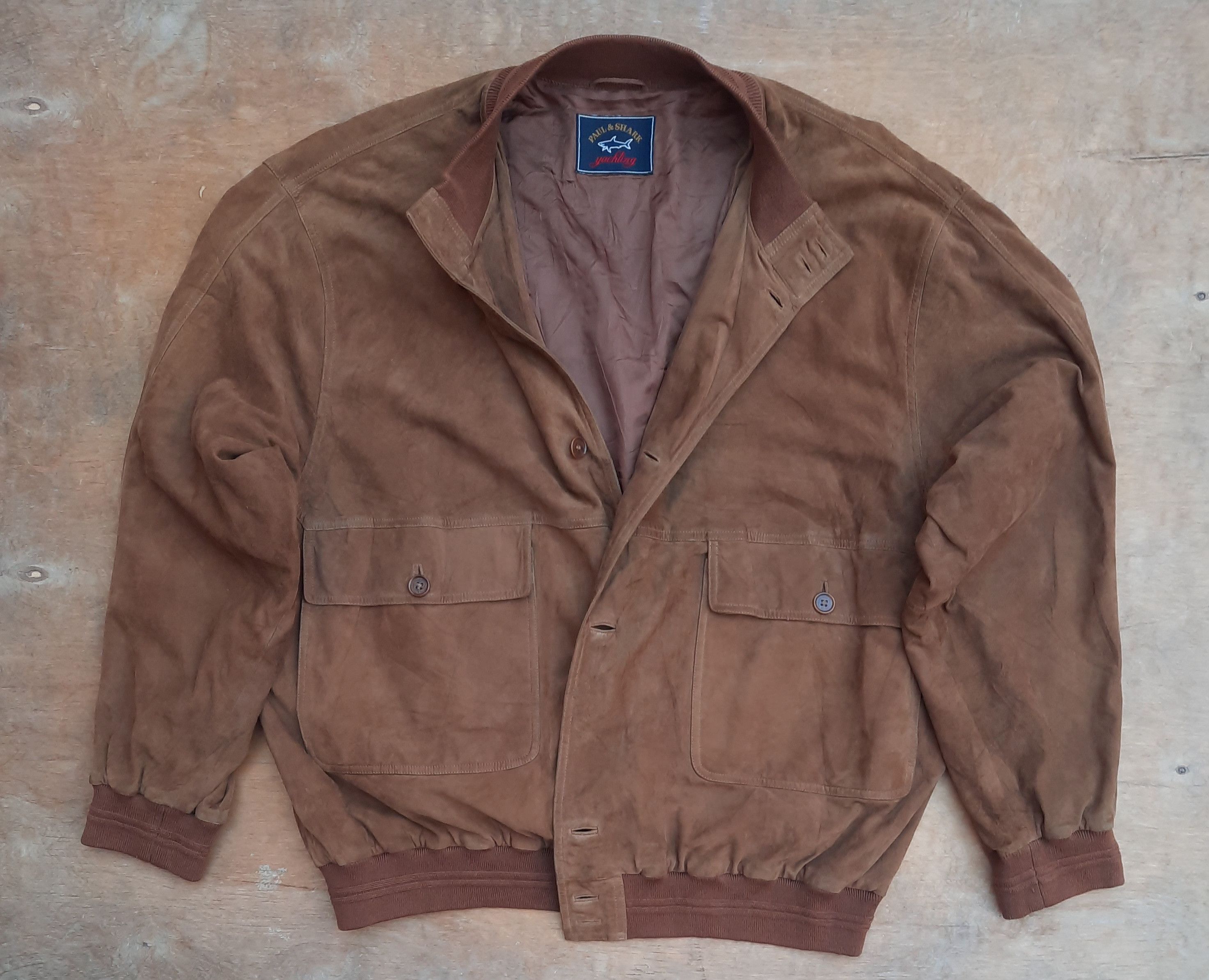 Paul & Shark Brown Suede Leather 90s Paul & Shark Yachting Jacket Size US XXL / EU 58 / 5 - 2 Thumbnail