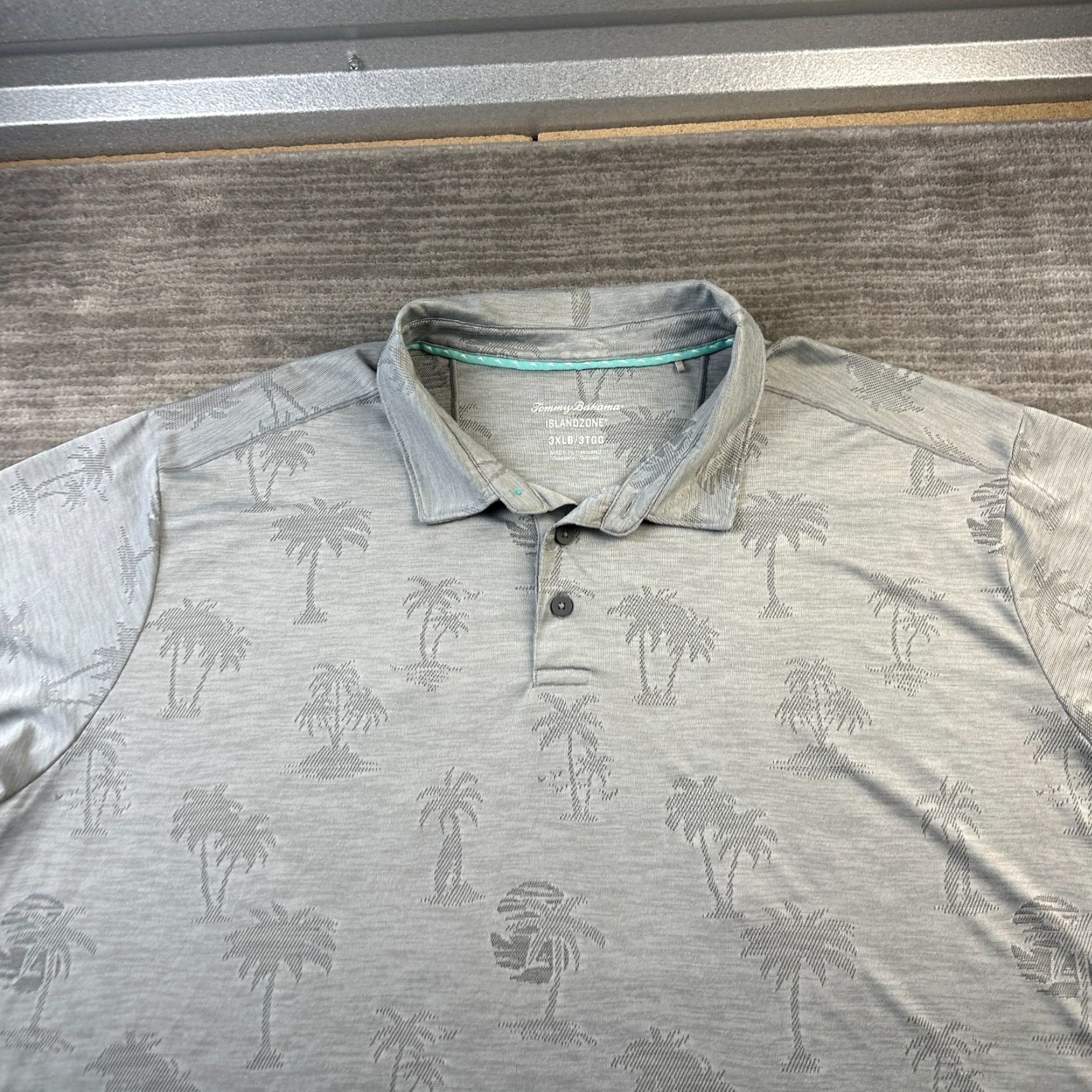 Tommy Bahama VINTAGE Tommy Bahama Polo Shirt Mens 3XL Big & Tall Gray Island Zone Short Sleeve Button Collared Knit Polyester Spandex Travel Casual Occasion Mens Size US XXL / EU 58 / 5 - 3 Thumbnail