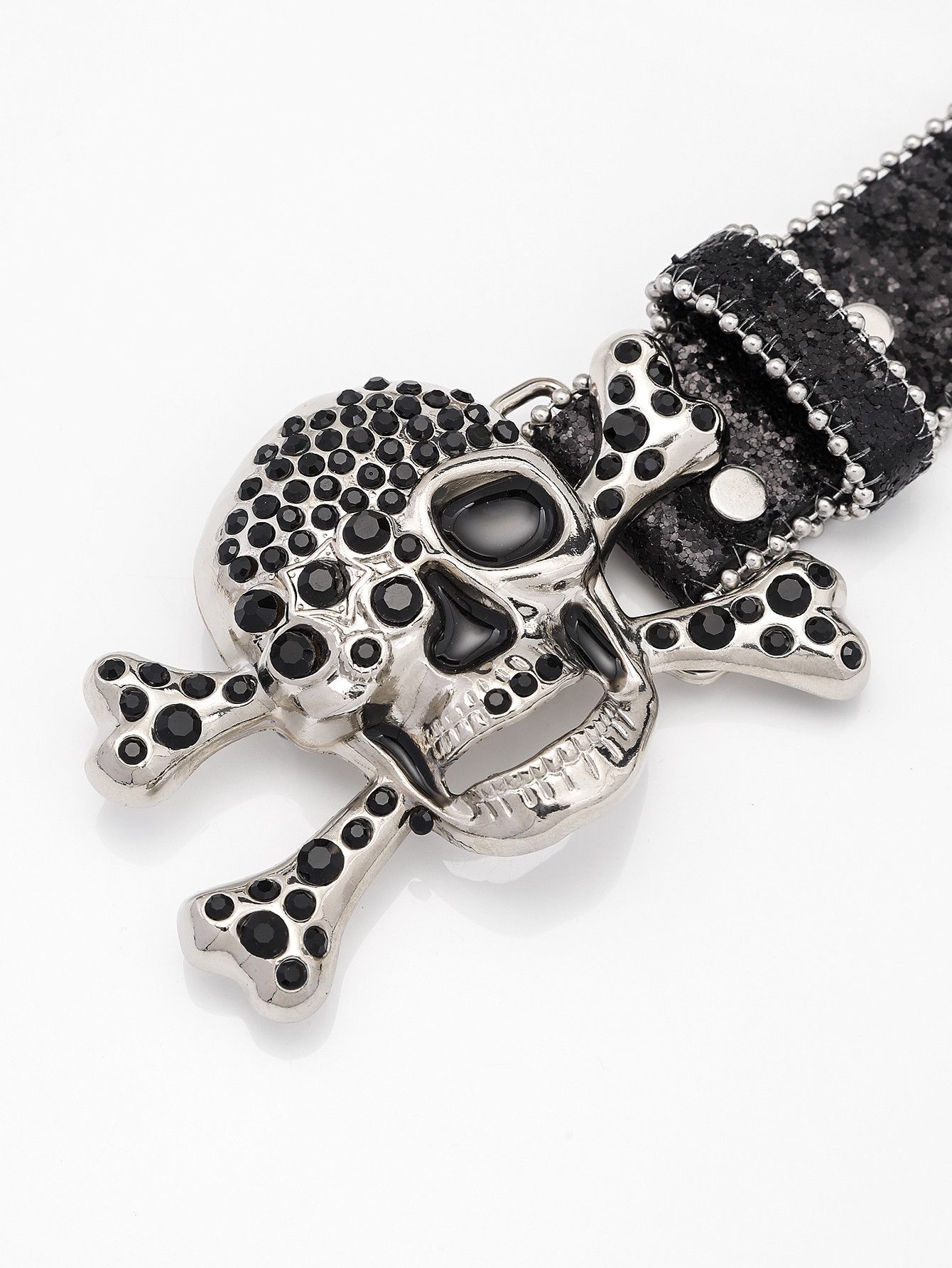 Designer × Vintage Black Shinning Skull Belt Size ONE SIZE - 3 Thumbnail