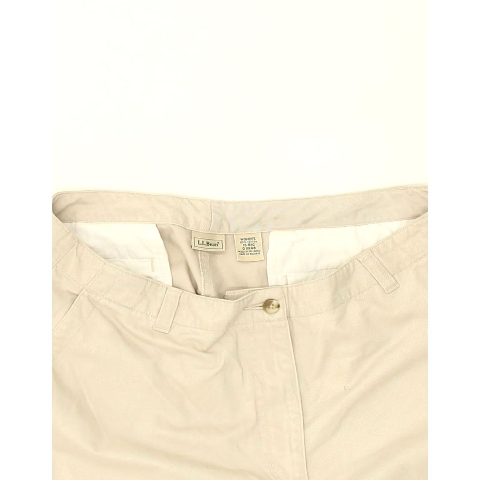 Vintage L.L.BEAN Womens Crop Chino Trousers Beige Cotton US 16 2XL W34 L24 Size 40" / US 18 - 3 Thumbnail