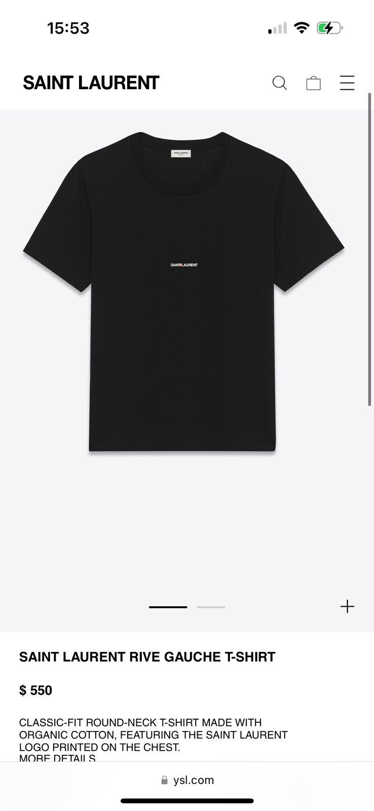 Saint Laurent Paris $550 Saint Laurent Rive Gauche logo t shirt olive khaki Size US S / EU 44-46 / 1 - 6 Thumbnail