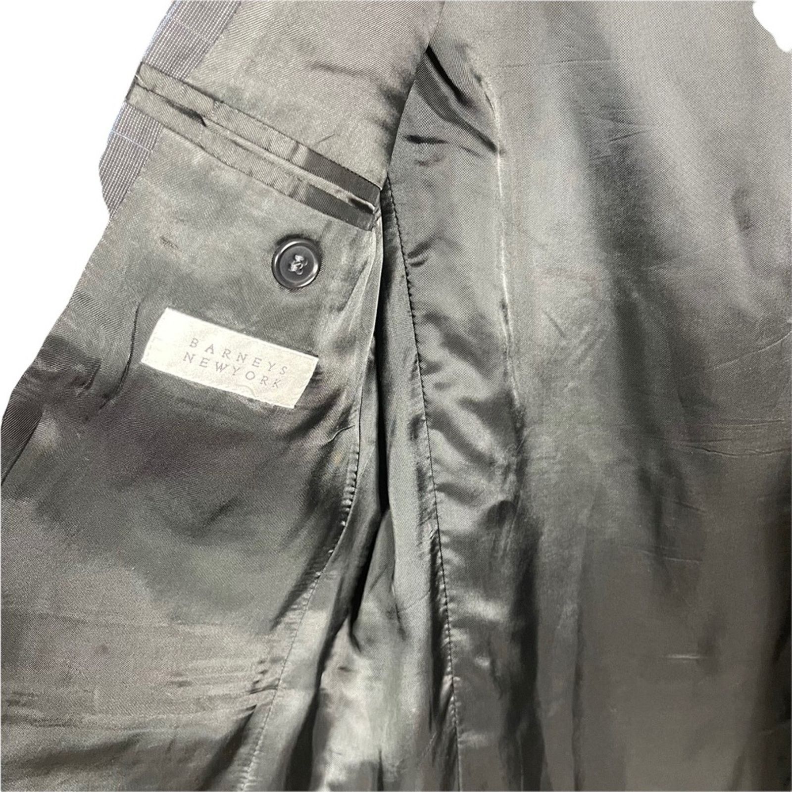 Barneys New York Barneys New York Grid Print Wool 2 Button Blazer Gray 40 S Size 40S - 8 Thumbnail
