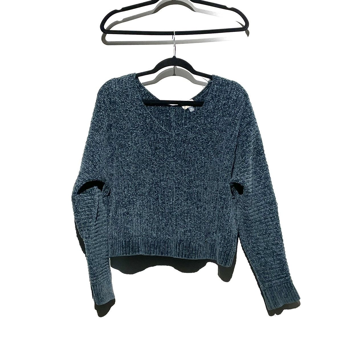 Vintage Vintage Blue Cropped Knit Sweater Size XL / US 12-14 / IT 48-50 - 1 Thumbnail