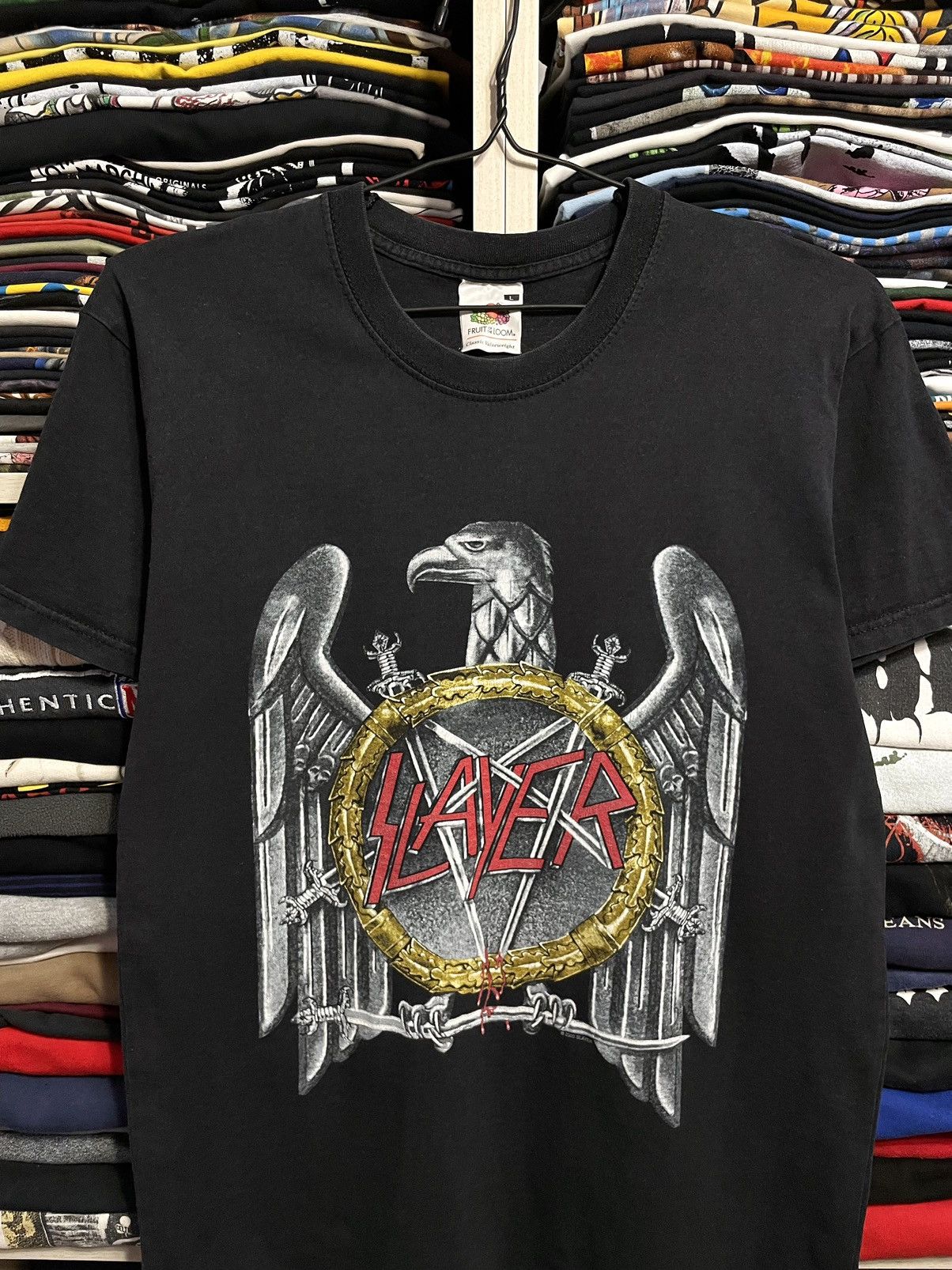 Band Tees Vintage 2003 Slayer Y2K Metal Rock Band Faded T-Shirt M/L Size US L / EU 52-54 / 3 - 3 Thumbnail