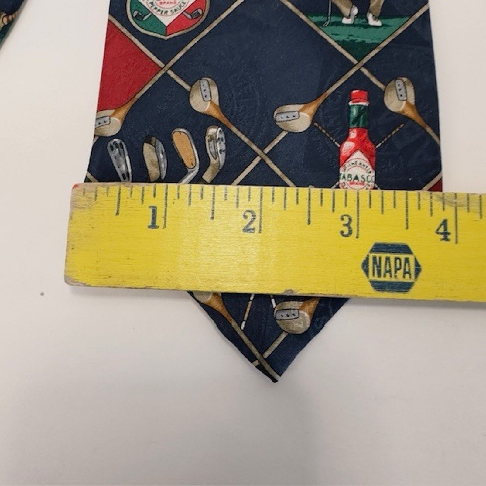 Tabasco Tabasco Golf Themed 100% Silk Tie USA Novelty 58 1/2" x 4" Size ONE SIZE - 5 Thumbnail