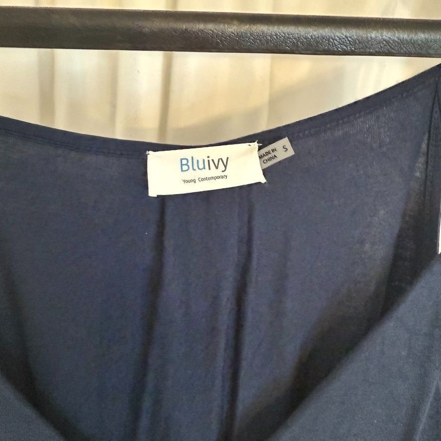 Other Bluivy Navy Surplice Jersey Jumpsuit Adjustable Waist Tie & Size 27" / US 4 / IT 40 - 5 Thumbnail