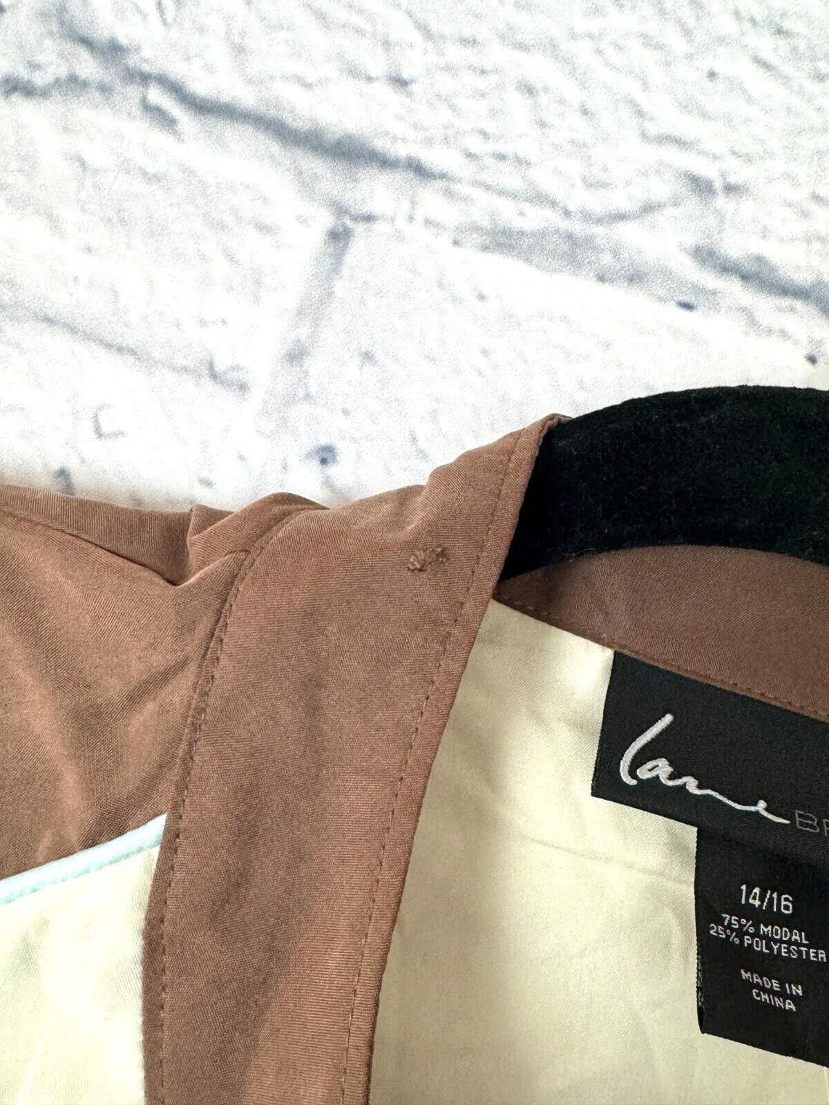 Lane Bryant Cream Brown Zip Up Jacket Size 14/16