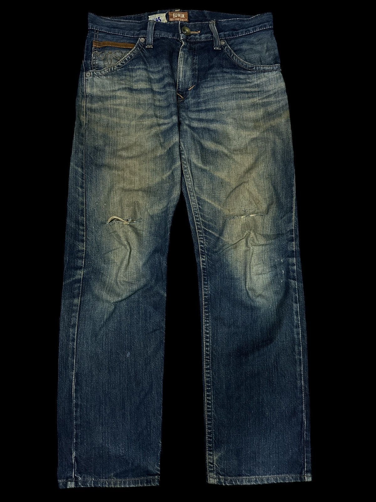 Japanese Brand Distress Denim💥 Vintage Edwin Denim Distress Japanese🎌 Size US 34 / EU 50 - 2 Thumbnail