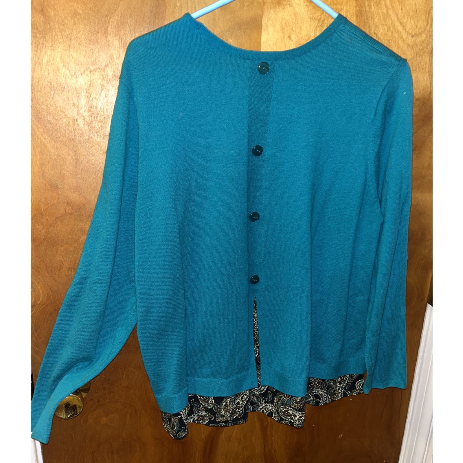 J. Jill J.Jill Women Green Cotton Nylon Woven Polyester Sweater Petite Large Regular Knit Boat Neck Long Sleeve Size L / US 10 / IT 46 - 6 Thumbnail