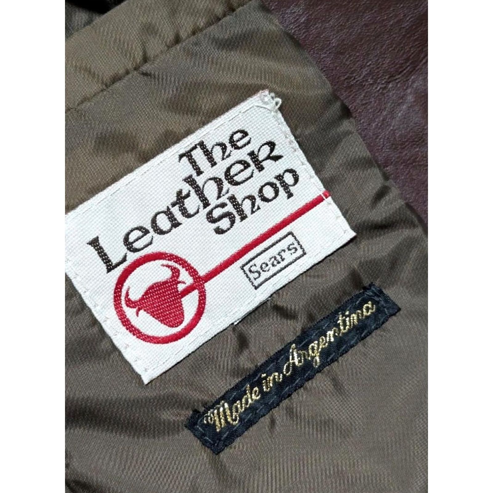 Sears VINTAGE Argentina leather blazer blazer Mens 40L brown leather two-button 3" lapel noth notch pecan brown SEARS vintage leather blazer Size 40R - 5 Thumbnail