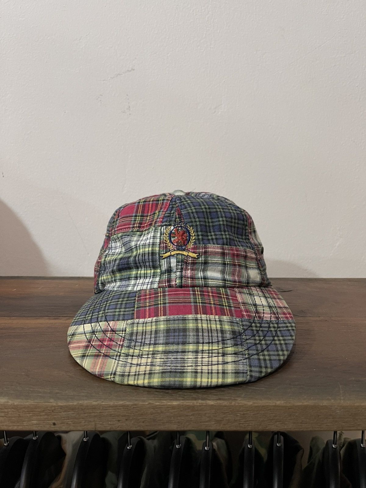 Vintage Tommy Hilfiger Plaid Patchwork Crest Logo Long Bill, Men's