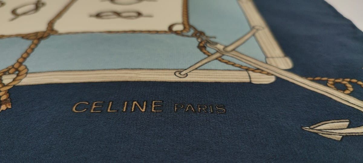 Celine CELINE PARIS NAVY SILK SCARF – ARCHIVE PIECE Size ONE SIZE - 3 Thumbnail