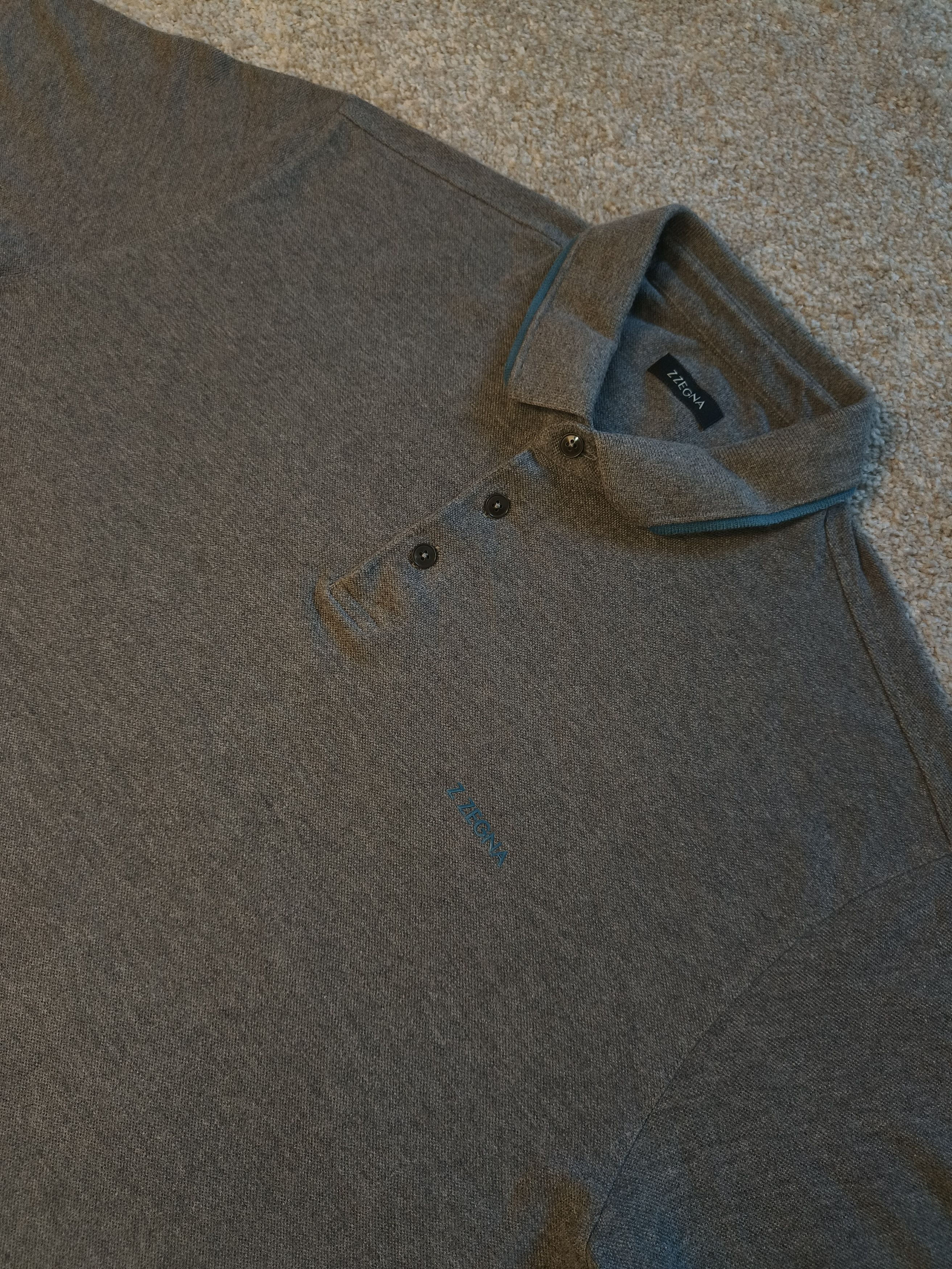 Z Zegna Z Zegna Grey Cotton Pique Polo T-Shirt XL Size US XL / EU 56 / 4 - 2 Thumbnail