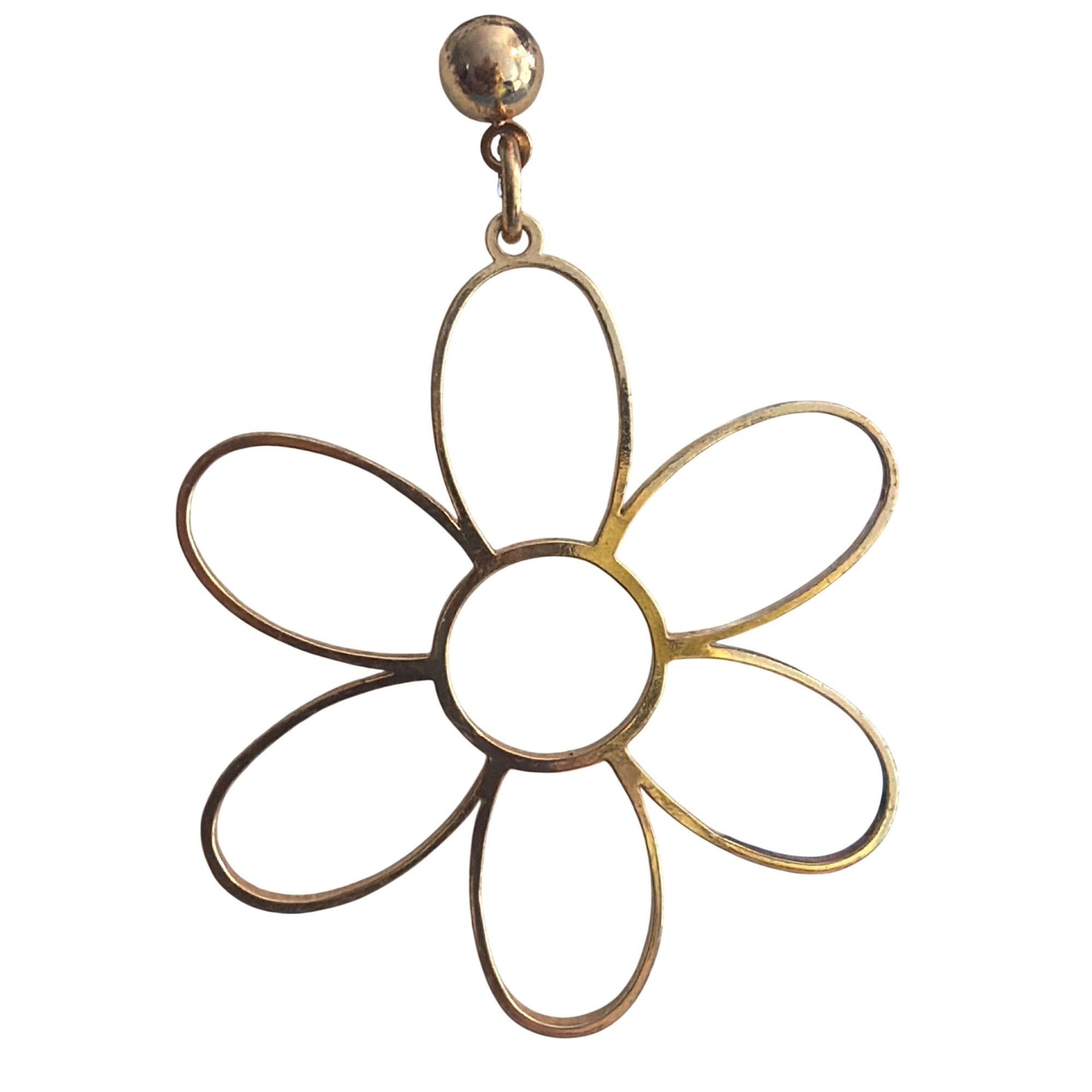 Other Gold Tone Open Flower Drop Dangle Earrings Lightweight State Size ONE SIZE - 3 Thumbnail