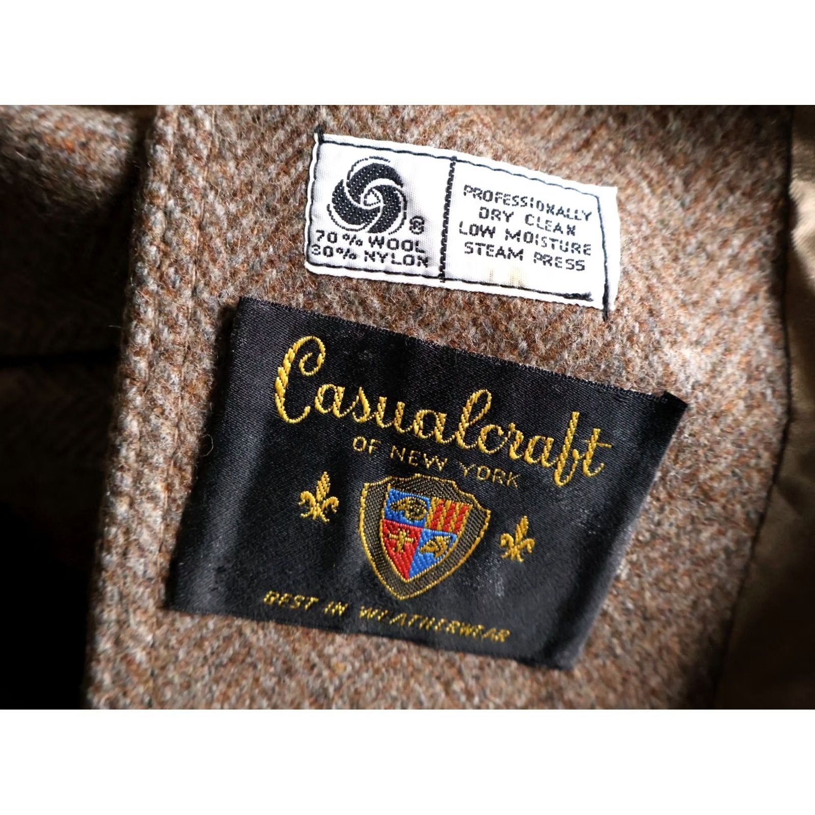 Vintage VINTAGE Casualcraft Overcoat Coat Wool 40 Brown 3 Button Herringbone Tweed USA Made Mens Long Size US XXS / EU 40 - 3 Thumbnail