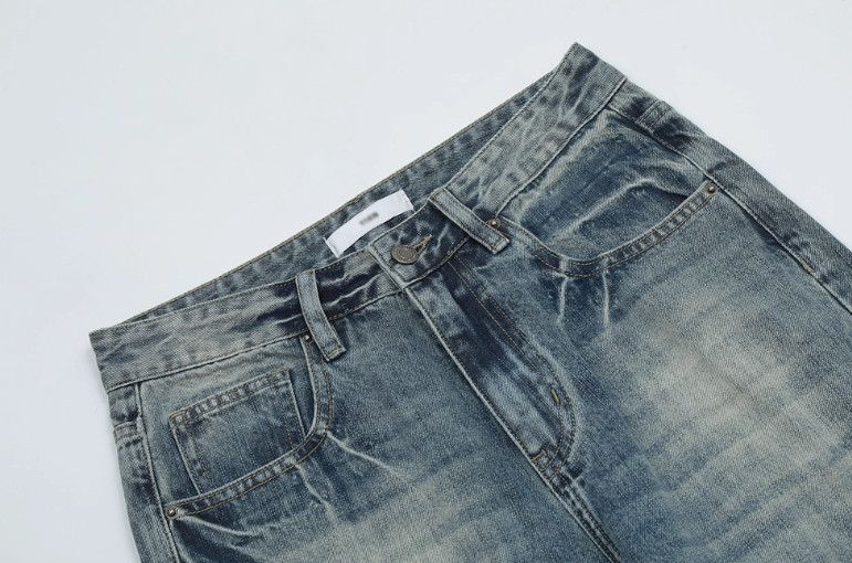 Jean Men's vintage loose wide-leg contrast washed flared jeans Size US 32 / EU 48 - 3 Thumbnail