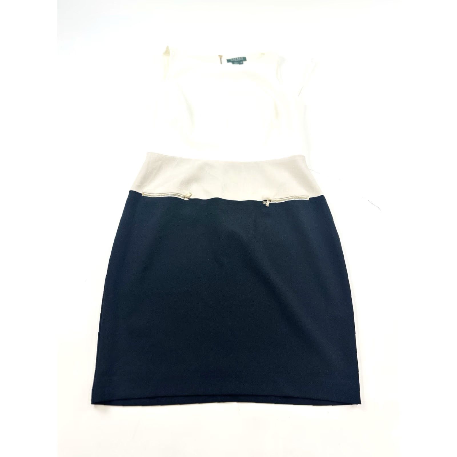 Ralph Lauren Ralph Lauren Dress Women’s 10 Black Ivory Colorblock Midi A-Line Round Neck Sleeveless Pullover Flower Pattern Size L / US 10 / IT 46 - 2 Thumbnail