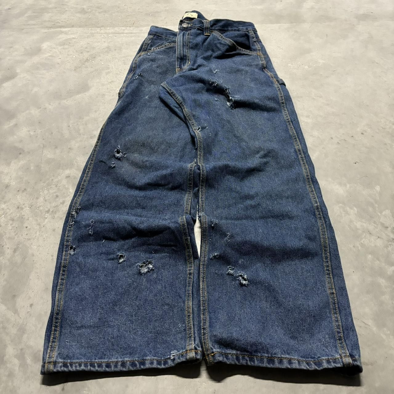 Japanese Brand × Vintage Crazy Vintage Y2K/2000s Baggy Dark Wash Carpenter Skater Denim Jeans! Size US 36 / EU 52 - 3 Thumbnail